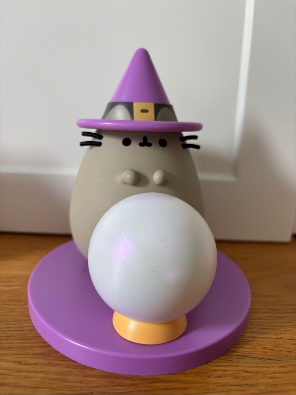Pusheen Witch Figurine with Crystal Ball - Purple, Gray & Cream